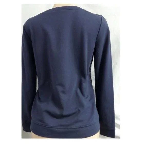 LOFT BLUE & GOLD FLORAL CREW NECK LONG SLEEVES CASUAL SWEATSHIRT SZE: S NWOT - Picture 3 of 3